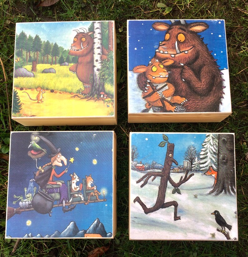 Collection Of Personalised Wooden Boxes With Julia Donaldson S Book Covers The Gruffalo Gruffalo S Child Room On The Broom Stickman