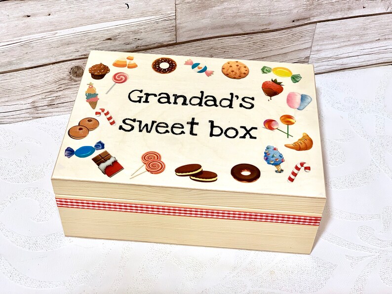 Download Personalised Sweet Wooden Box Mum Grandma Gift Dad Grandad Birthday Gift Father S Day Gift Biscuit And Cookies Tin