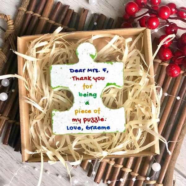 Maestro, regalo de agradecimiento, Autismo, Conciencia, cita, gracias, trabajador clave, pieza de rompecabezas, personalizado, Navidad, top, mejor, mamá, madera