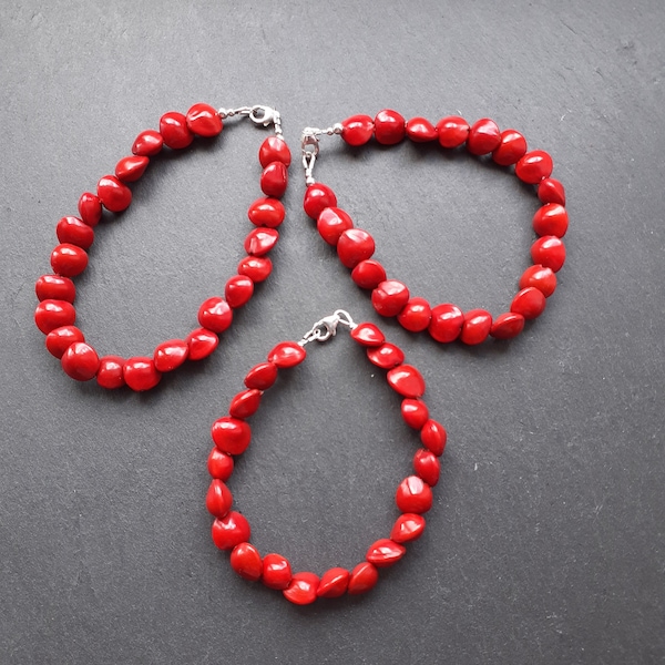 Bracelet graine de santal rouge - Argent sterling