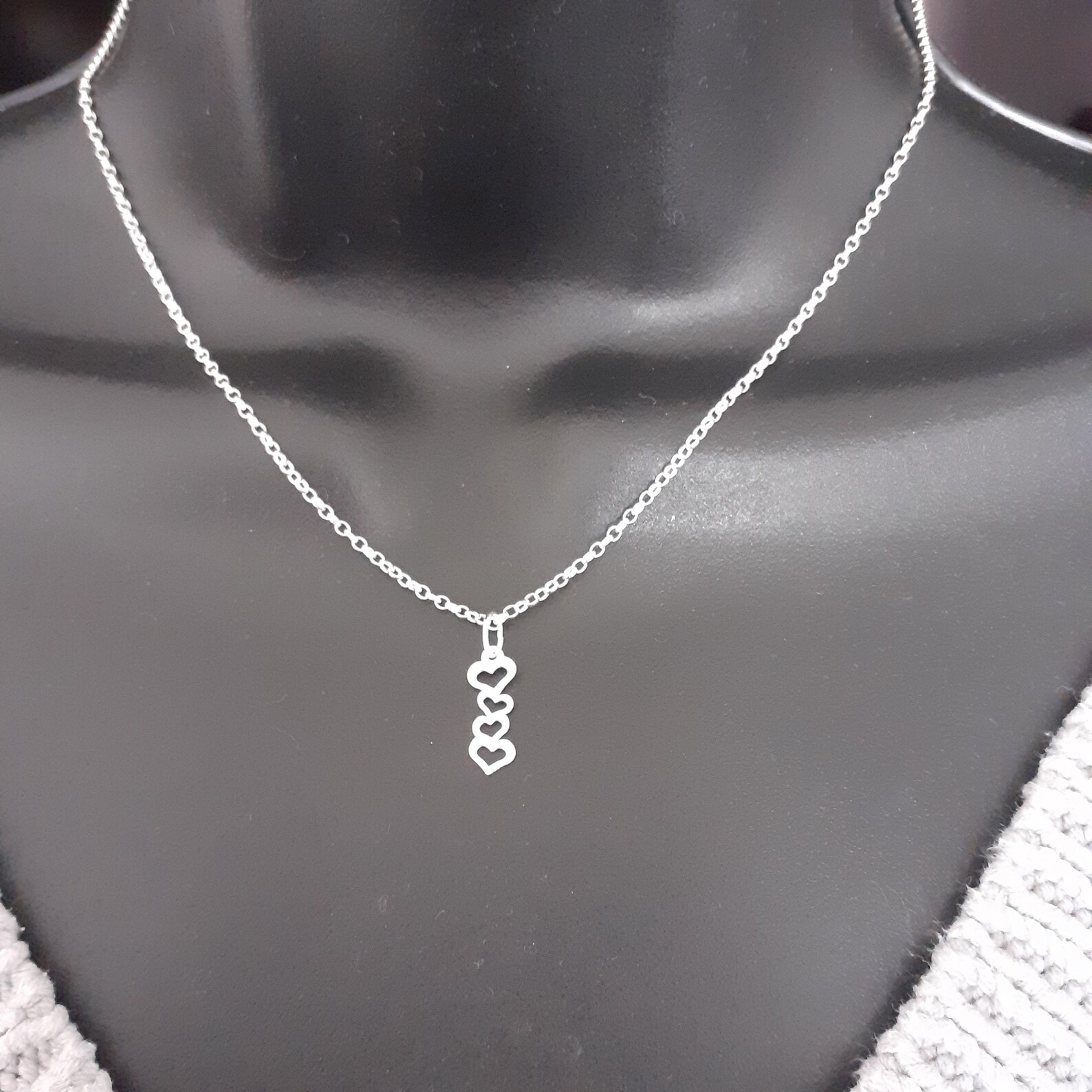 4 Hearts Necklace Sterling Silver | Etsy