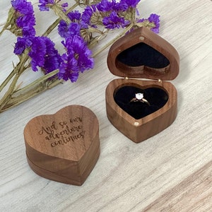 Engagement Ring Box - Proposal Ring Holder - Wooden Ring Box - Customize Personalize Engrave Ring Box - 5th Anniversary Gift - Wedding Gift