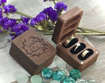 Custom Walnut Wedding Ring Box: Engraved Proposal Ring Bearer