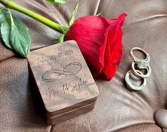 Triple Slots Ring Box-Wedding Ring Box-Wood Triple Ring Box-Engagement Ring Box Personalized-Ring Bearer Box-Gift for Her-Wooden Anniversary