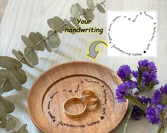 Engraved Wooden Ring Dish – Personalized Anniversary Gift, 5 Year Anniversary