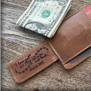 Regalo del Día del Padre, Billetera Minimalista Personalizada, Clip de Billete de Cuero, Clip para Billetes, Billetera Personalizada, Billetera de Cuero, Billetera Magnética, Regalo para él