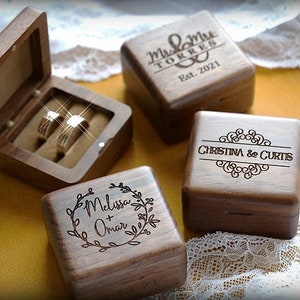 Wedding Ring Box, Personalized Wood Ring Box, Engagement Ring Box, Ring Bearer Ring Box, Ring Box Holder, Proposal Ring Box,Wedding Ring Box