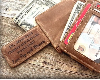 Don't do stupid shit or your funny quote,Personalized Leather Wallet,Personalized Wallet for Men,Personalized Men Wallet,Mens Leather Wallet
