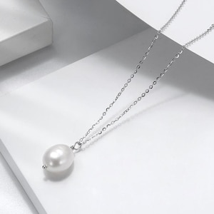 Baroque Pearl Necklace, Single Pearl Drop Necklace, Wedding Necklace, Bridal Jewelry, Bridesmaid Gift for Her, Gift for Mom