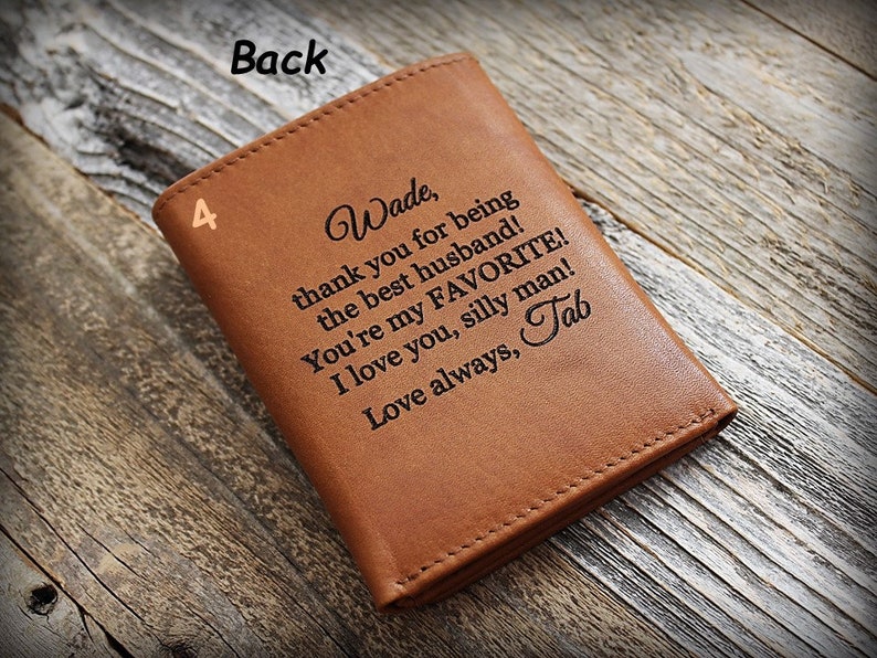 Leather Anniversary Gift for Him Personalized Mens Wallet Etsy