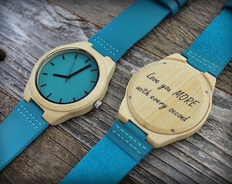 Engraved Bamboo Wood Watch – Personalized Anniversary Gift