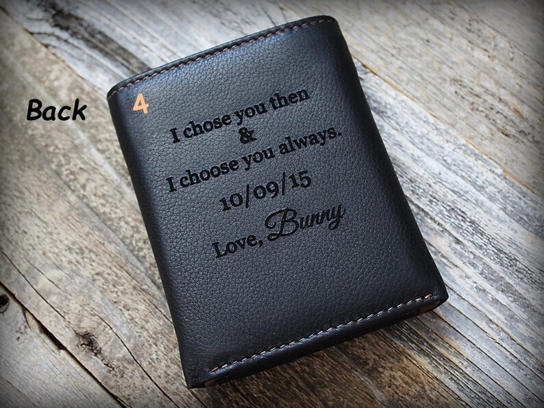 Personalized Mens Wallet Anniversary Gift Gift for Groom from Bride Leather Wallet -RFID Wallet BlkTof Gift for Man 9th Anniversary