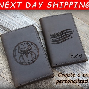 Cartera de cuero, regalo para hombre, regalo para el día del padre, regalo del tercer aniversario, regalo para novio, billetera para él, billetera triple, billetera RFID, regalo para papá