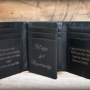 Mens Leather Wallet,Personalized Men Wallet,Men Wallet Trifold,Fathers Day gift,Gift for Dad,Leather Men Wallet,3rd Anniversary Gift for Him image 4