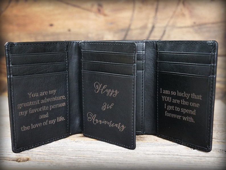 Mens Leather Wallet,Personalized Men Wallet,Men Wallet Trifold,Fathers Day gift,Gift for Dad,Leather Men Wallet,3rd Anniversary Gift for Him image 4