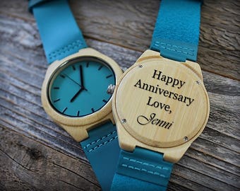 Engraved Watch, Engraved Wood Watch, Fathers Day Gift, Personalized Watch, Wood Watch for Him, Groom Gift, Anniversary Gifts, Birthday Gift