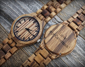 Personalized Mens Watch, Father's Gift, Engraved Wooden Watch, Mens Wood Watch, Personalized Mens Gift, Husband Gift, Boyfriend Gift, Xmas