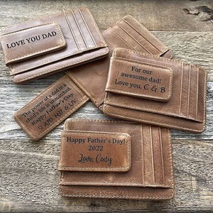 Cartera delgada personalizada, regalo del Día del Padre, regalo para el Padre, tarjetero de cuero minimalista, regalo de cumpleaños
