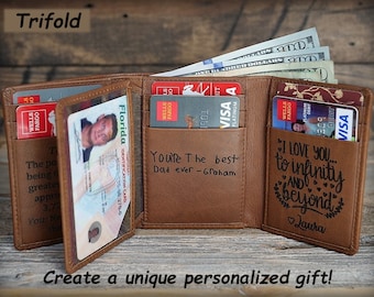 Personalized Men Wallet, Trifold Mens Wallet, Men Leather Wallet, Christmas Gift, RFID Wallet, Gift for Dad,Leather Mens Wallet,Gift for Him
