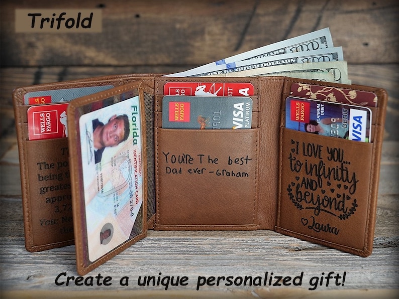 Personalized Mens Wallet, Trifold Mens Wallet, Leather Wallet, Christmas Gift, RFID Wallet, Gift for Dad, Leather Mens Wallet,Gift for Him 