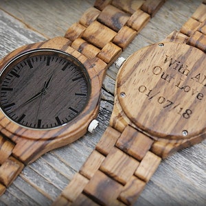 Gifts for Fathers Day Gift for Him Birthday Gift Dad Gift from Daughter,Father of the Bride Gift,Father of the Groom Men Wood watch image 9