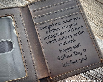 Personalized Leather Trifold Wallet, Gift for him, Engraved Monogram