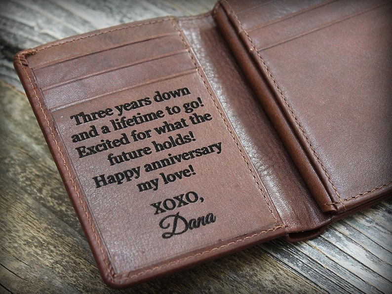3rd Anniversary Gift for Him Trifold Wallet Men's Etsy
