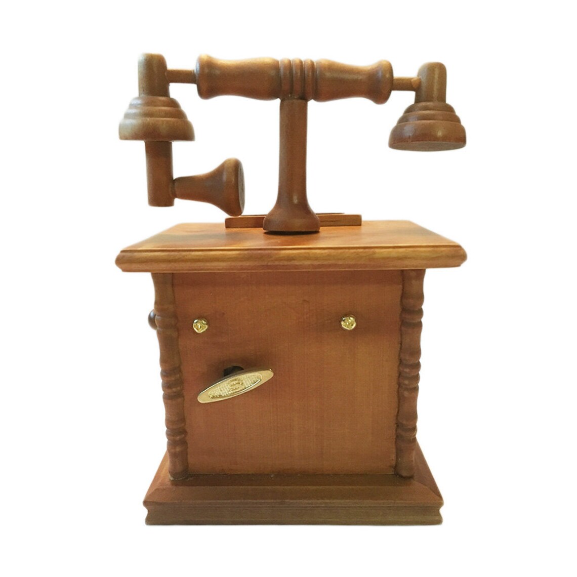 Vintage Windup Mechanical Wooden Phone Music Box for Birthday Etsy