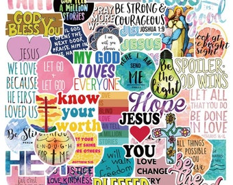 Inspirational Waterproof 50-Pack Vinyl Sticker Bomb Christian Decal Graffiti Roll Mix Water Bottle Car Skateboard Laptop Luggage