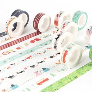 Beautiful Daily Life Scene Assorted Paper Washi Tape 15mm x 7m Easy to Tear Eco Friendly