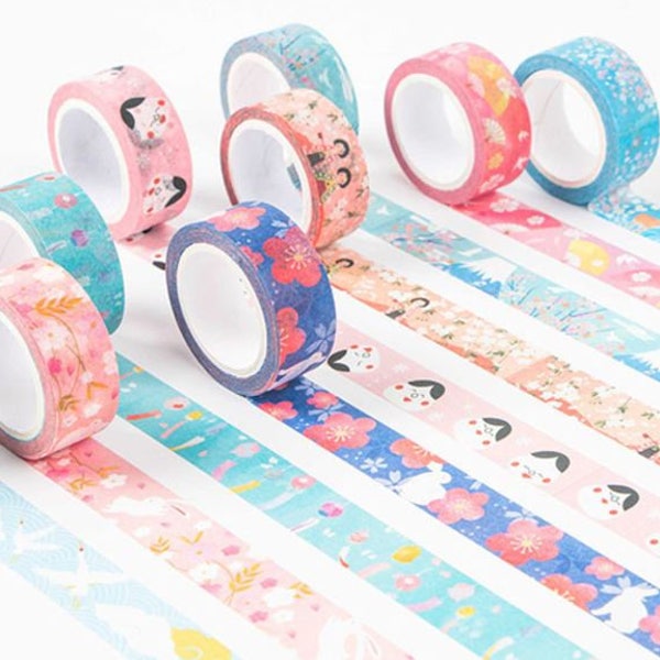 Schönes japanisches Kyoto-Stil Assorted Paper Washi Tape 15mm x 7m einfach zu reißen umweltfreundlich