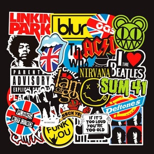 Rock N Roll Waterproof 100-Pack Vinyl Sticker Bomb Cool Decal Graffiti Roll Mix Water Bottle Car Skateboard Laptop Luggage