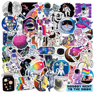 Waterproof 50-Pack Vinyl Sticker Bomb NASA Theme Astronaut Decal Graffiti Roll Mix Water Bottle Car Skateboard Laptop Luggage