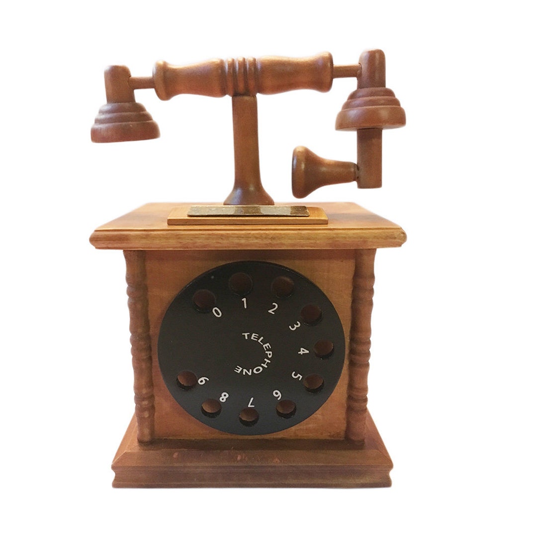 Vintage Windup Mechanical Wooden Phone Music Box for Birthday Etsy