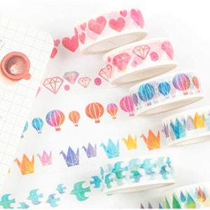 Beautiful Watercolour Style Assorted Paper Washi Tape 15mm x 7m Easy to Tear Eco Friendly