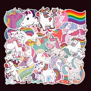 PINK UNICORN THEME Waterproof 50-Pack Vinyl Sticker Bomb Decal Graffiti Roll Mix Water Bottle Car Skateboard Laptop Luggage