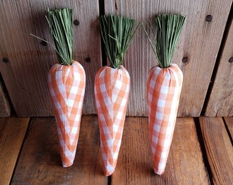 buffalo check carrots, craft carrots, easter carrot decor, orange buffalo check, black buffalo check, spring decor, easter decoration, craft