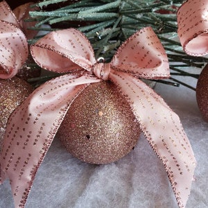 Rose Gold Ornament, Shabby Pink, Glitter Ornament, Shatter proof, Sparkly, Pink,  Bride's maid gift, Shabby Chic, pretty in pink, wedding