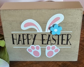 Mini signs, Easter wood decor, miniature signs, tiered tray decor, office decor, room decor, No Bunny loves you, Happy Easter, shabby chic