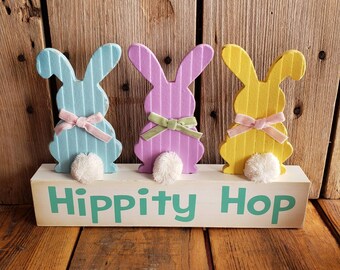 Adorable peeps sign, hippity hop sign, bunny sign, easter sign, cotton tail sign, easter decor, pastel bunny sign, bunny butts sign, Easter