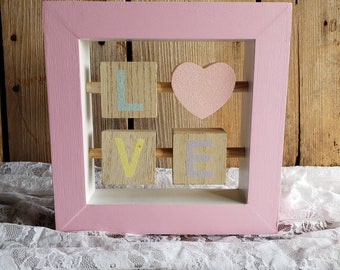 LOVE decor, nursery decoration, love decor, glitter blocks, wood blocks, pink decor, shabby pink, love, blocks, girl's room decor, wood sign