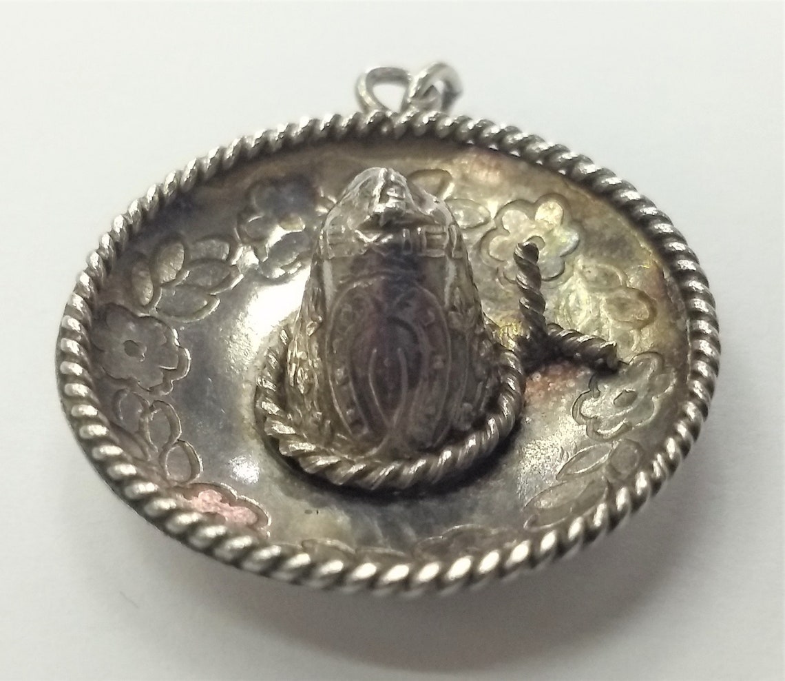 Vintage Sterling Silver Sombrero Hat Charm Mexico 925 Etsy