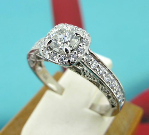 Anillo de compromiso de oro blanco de 14 k de SCOTT KAY con