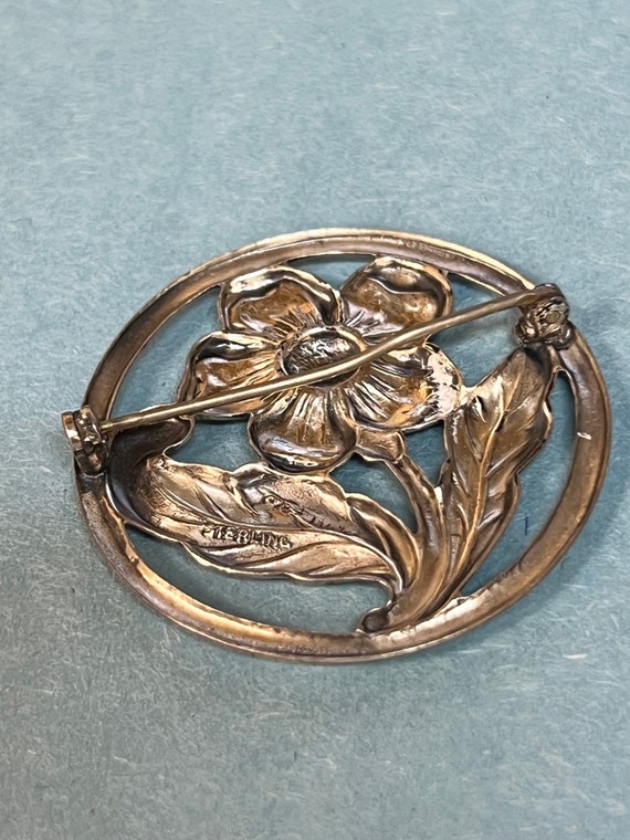 Vintage Sterling Silver Floral Brooch/Pin 5.7g - image 3