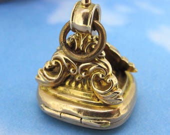 9k Yellow Gold Antique Fob Pendant Edwardian Carnelian Poison Fob
