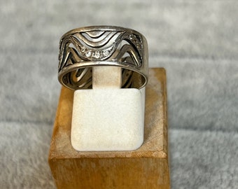 Vintage Sterling Silver Abstract Design Ring 2.5g Size 7.5 - Etsy