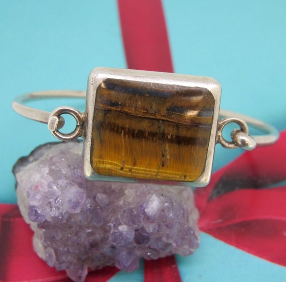 Mexico Made .925 Sterling Silver Tigers Eye Stone… - image 3