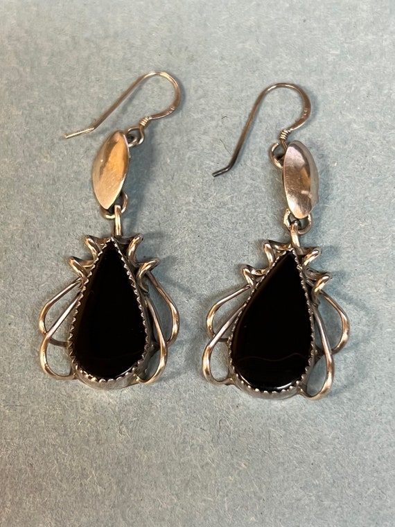 Sterling Silver Black Onyx Dangle/Drop Earrings 8.