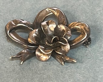 Broche noeud/fleur en argent sterling estampée « Sterling by Jewelart » 4,8 g