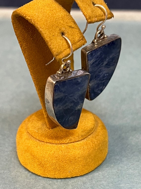 Sterling Silver Blue Agate Dangle/Drop Earrings 1… - image 2